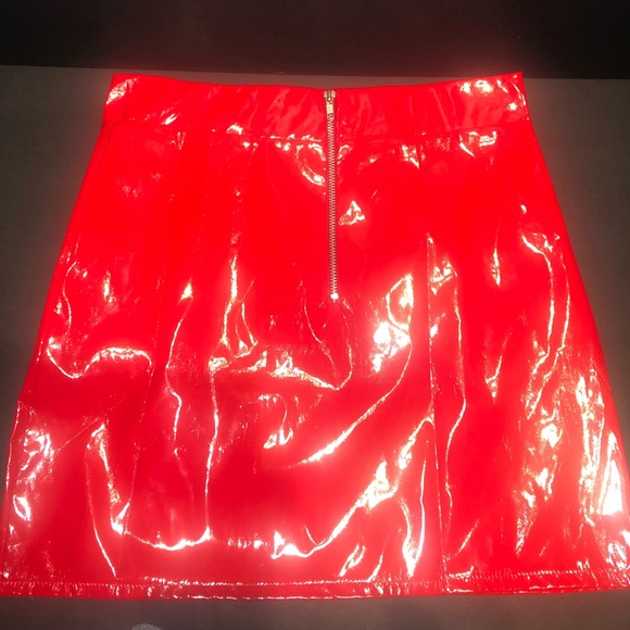Dresses & Skirts - Red Vinyl PU Zipper Mini Skirt
